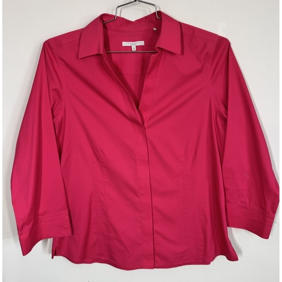 Foxcroft Tops - Foxcroft Non Iron Stretch‎ Long Sleeve Button Up Fitted Blouse Shirt 16 Hot Pink